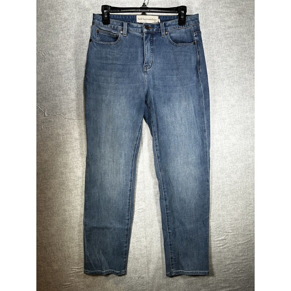 Soft Surroundings Jeans Women’s size 8 Blue Medium Wash Mid Rise Straight - Picture 1 of 8